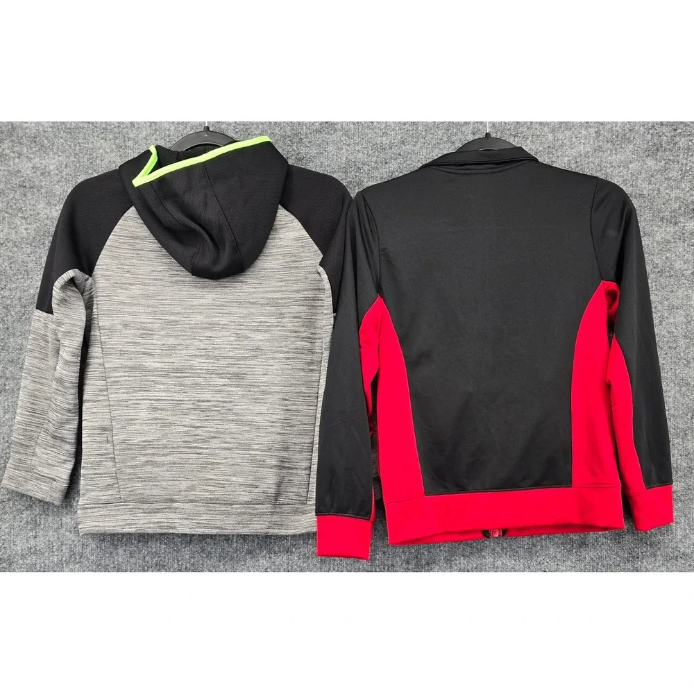 Lot of 2 Boys Full Zip Jackets Sz L 10-12 Black Red Gray Jordan Old Navy School